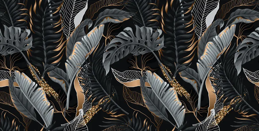 wall murals Tropical Foliage on A Black Background u71889