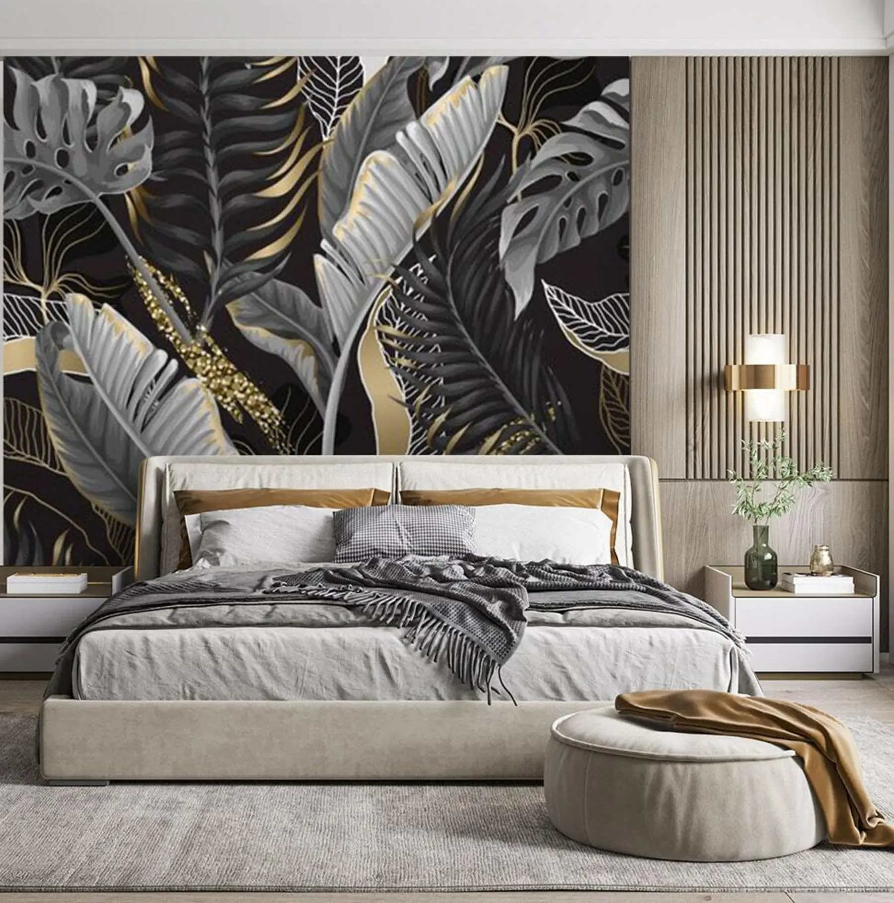 wall murals Tropical Foliage on A Black Background u71889