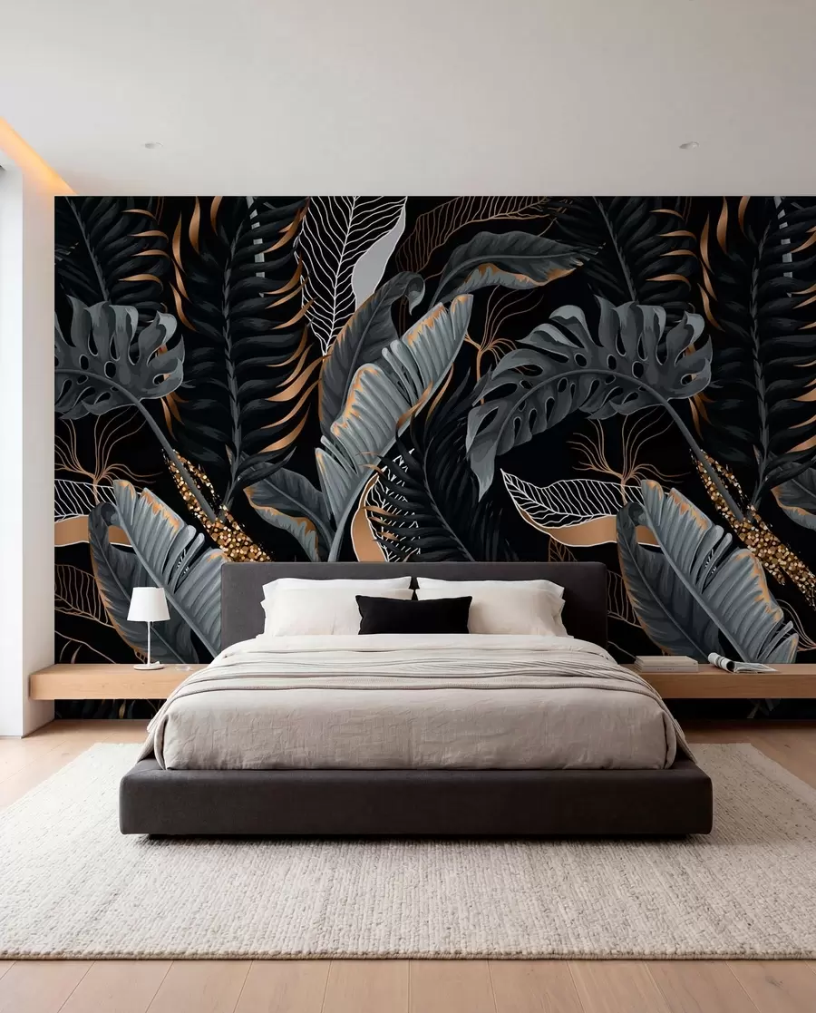 wall murals Tropical Foliage on A Black Background u71889