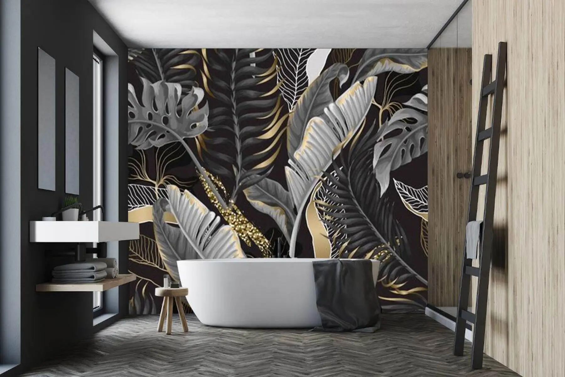 wall murals Tropical Foliage on A Black Background u71889