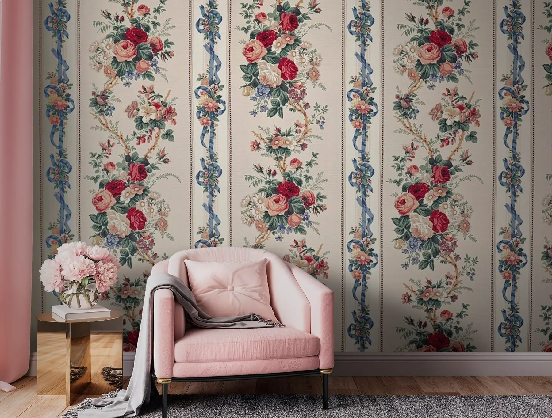 wall murals Victorian striped wallpaper u71670