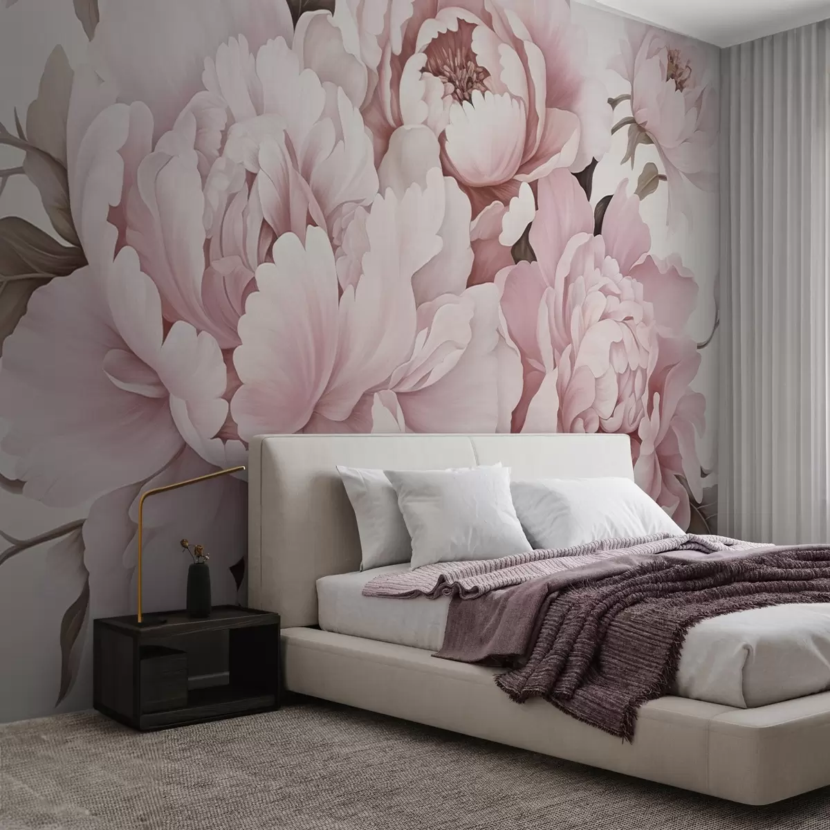 wall murals Delicate peonies w04365v1