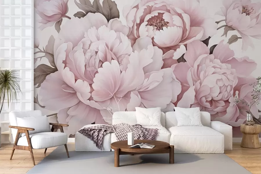 wall murals Delicate peonies w04365v1