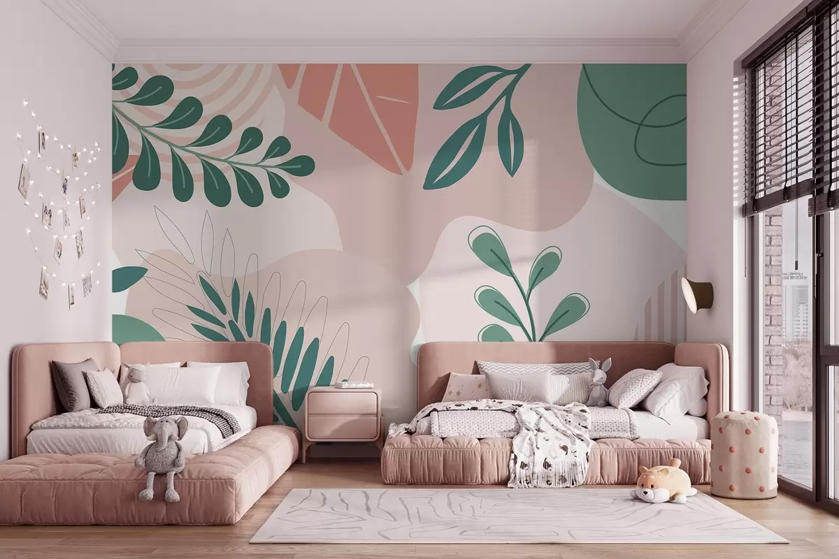 wall murals Abstraction, leaves w04366