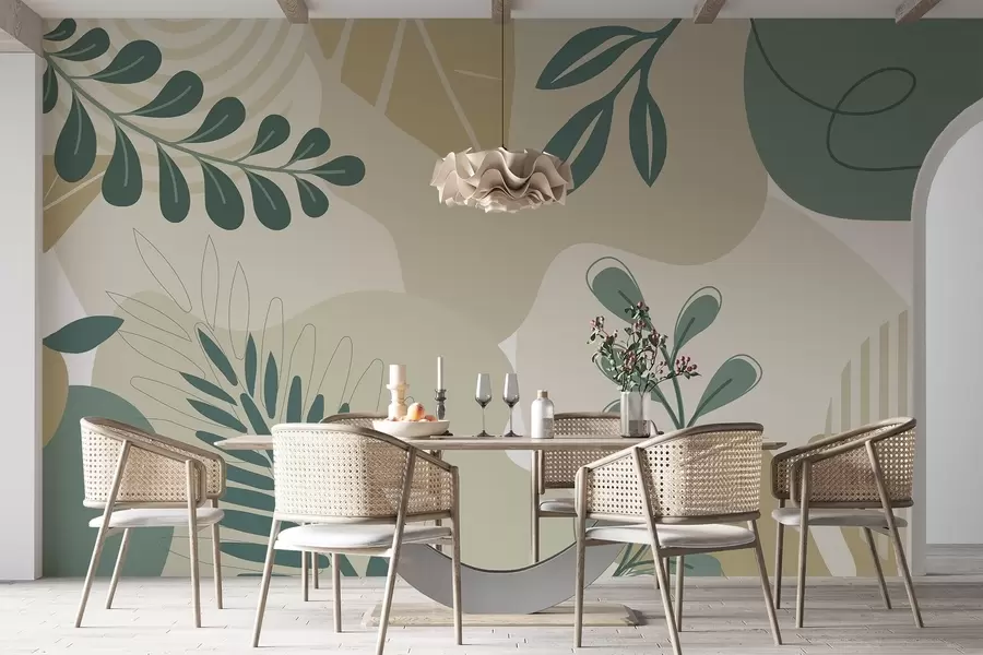 wall murals Abstraction, leaves w04366v2