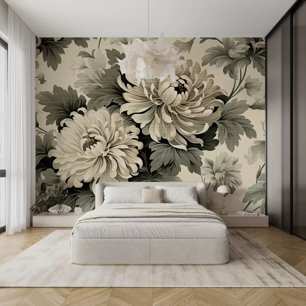 wall murals Blooming chrysanthemum w04367