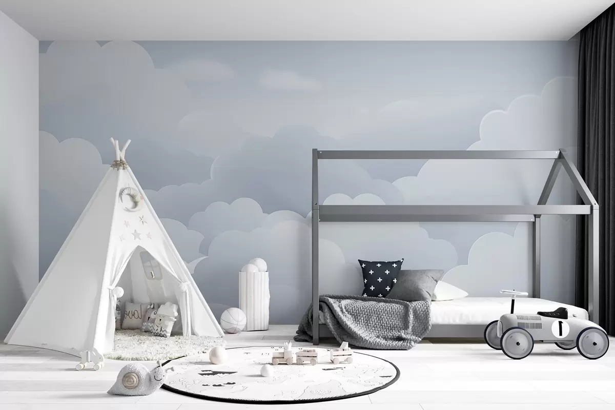 wall murals Clouds in minimalist style w04334