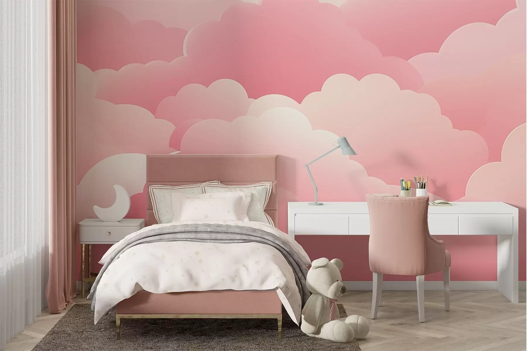 wall murals Clouds in minimalist style w04334v1