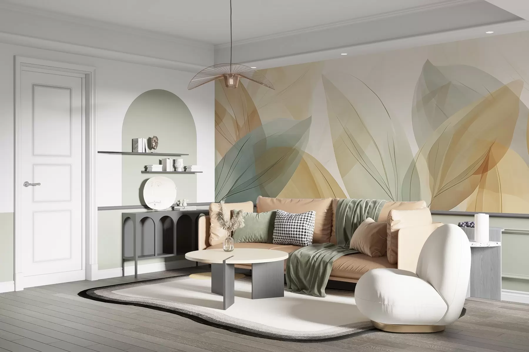 wall murals Transparent leaves in abstract style w04351