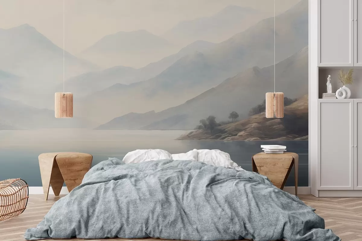 wall murals Mountains by the lake w04382