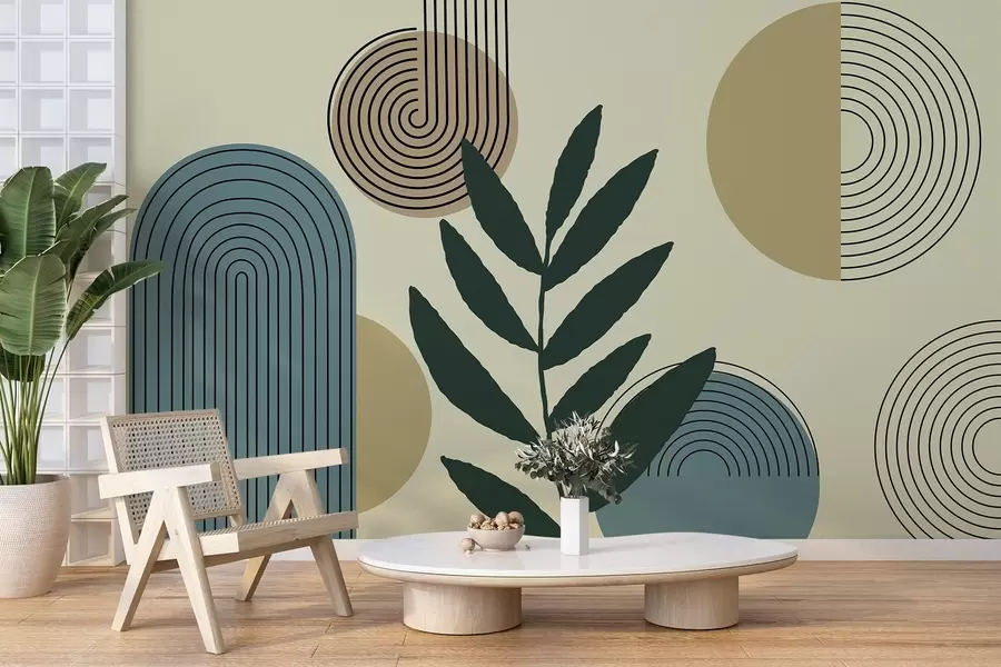 wall murals Geometric leaves w04385v1