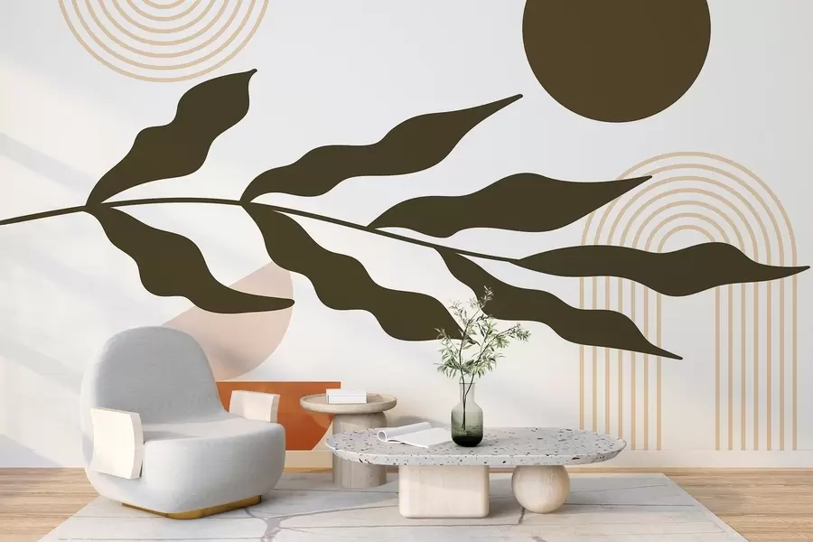 wall murals Abstraction, leaves, linear arches w04386