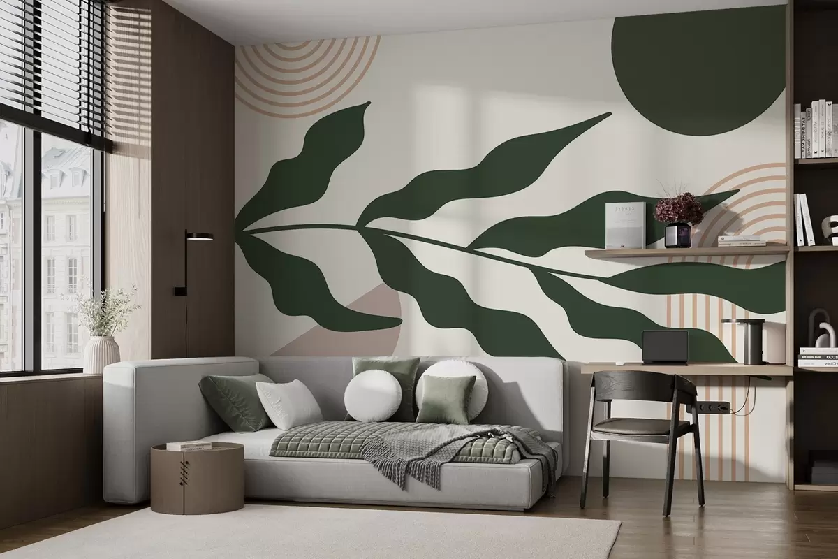 wall murals Abstraction, leaves, linear arches w04386v1