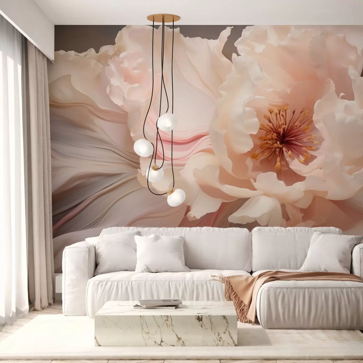 wall murals Abstract flower in soft pastel shades w04346