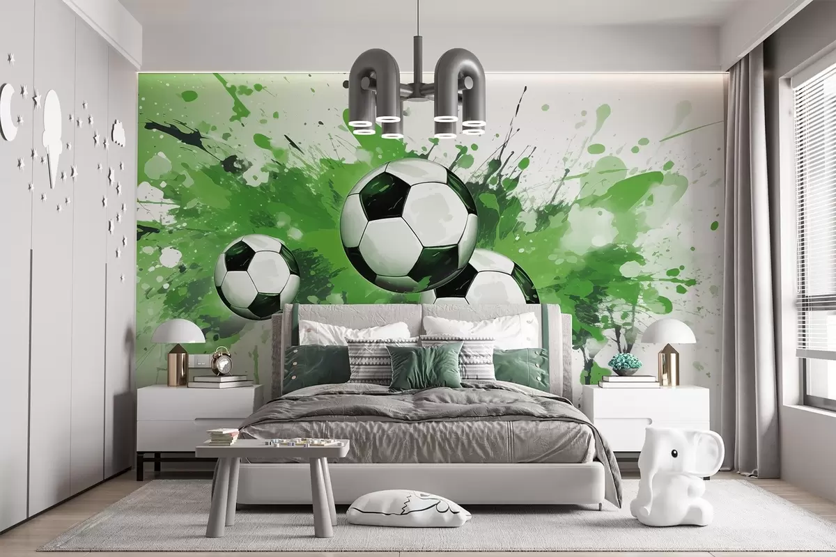 wall murals Soccer balls w04373v1