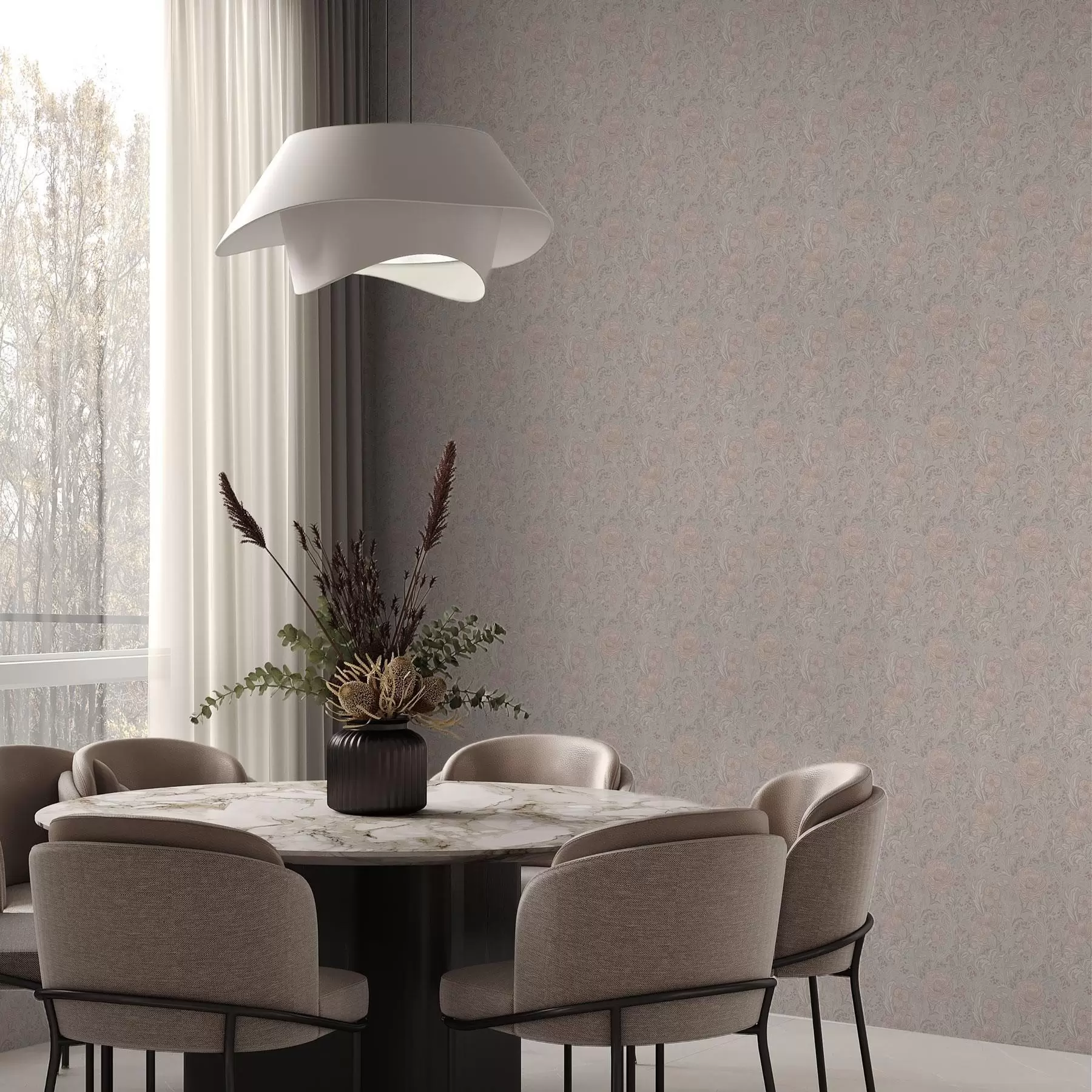 wall murals Soft pastel flowers in art nouveau style a00394