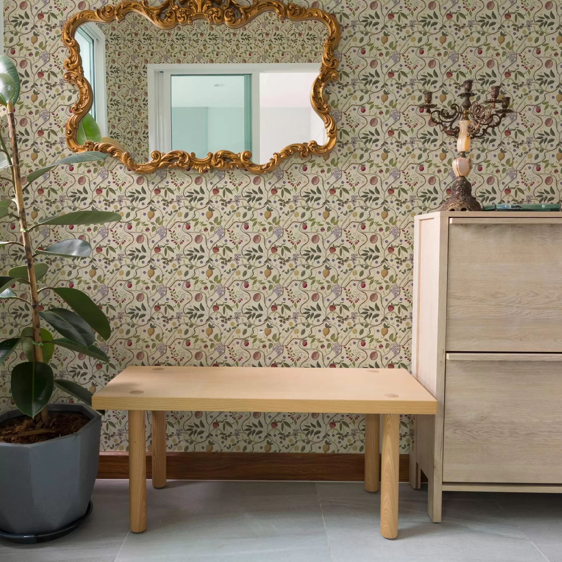 wall murals Fruit pattern with berries, branches and flowers a00428