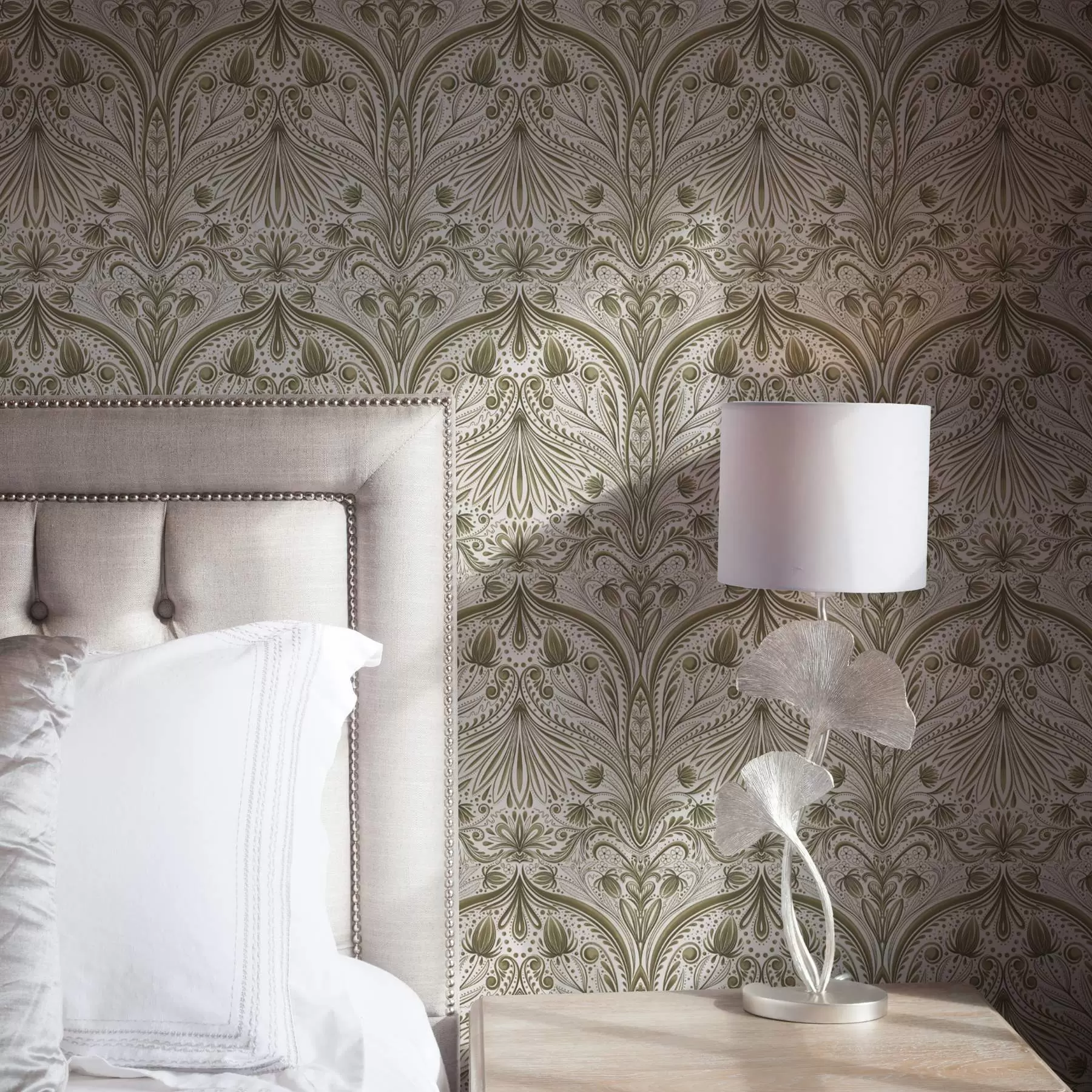 wall murals Symmetrical baroque pattern with floral motifs a00436