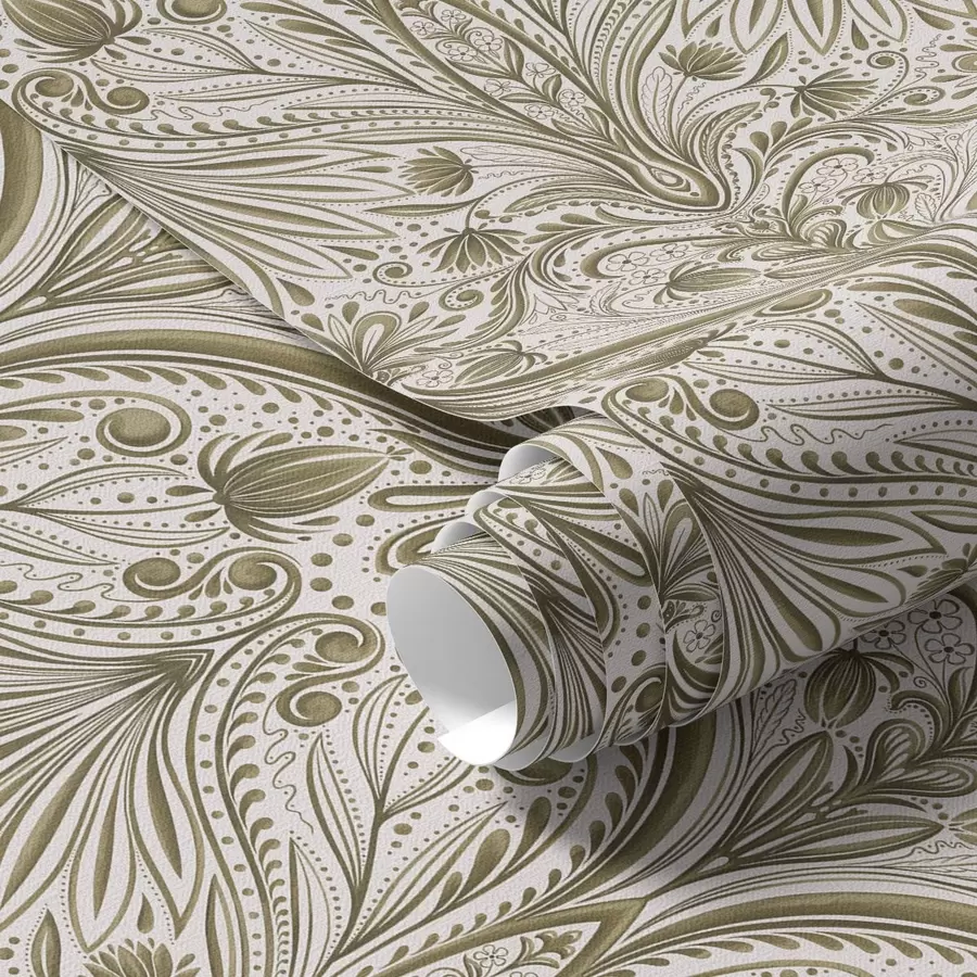 wall murals Symmetrical baroque pattern with floral motifs a00436