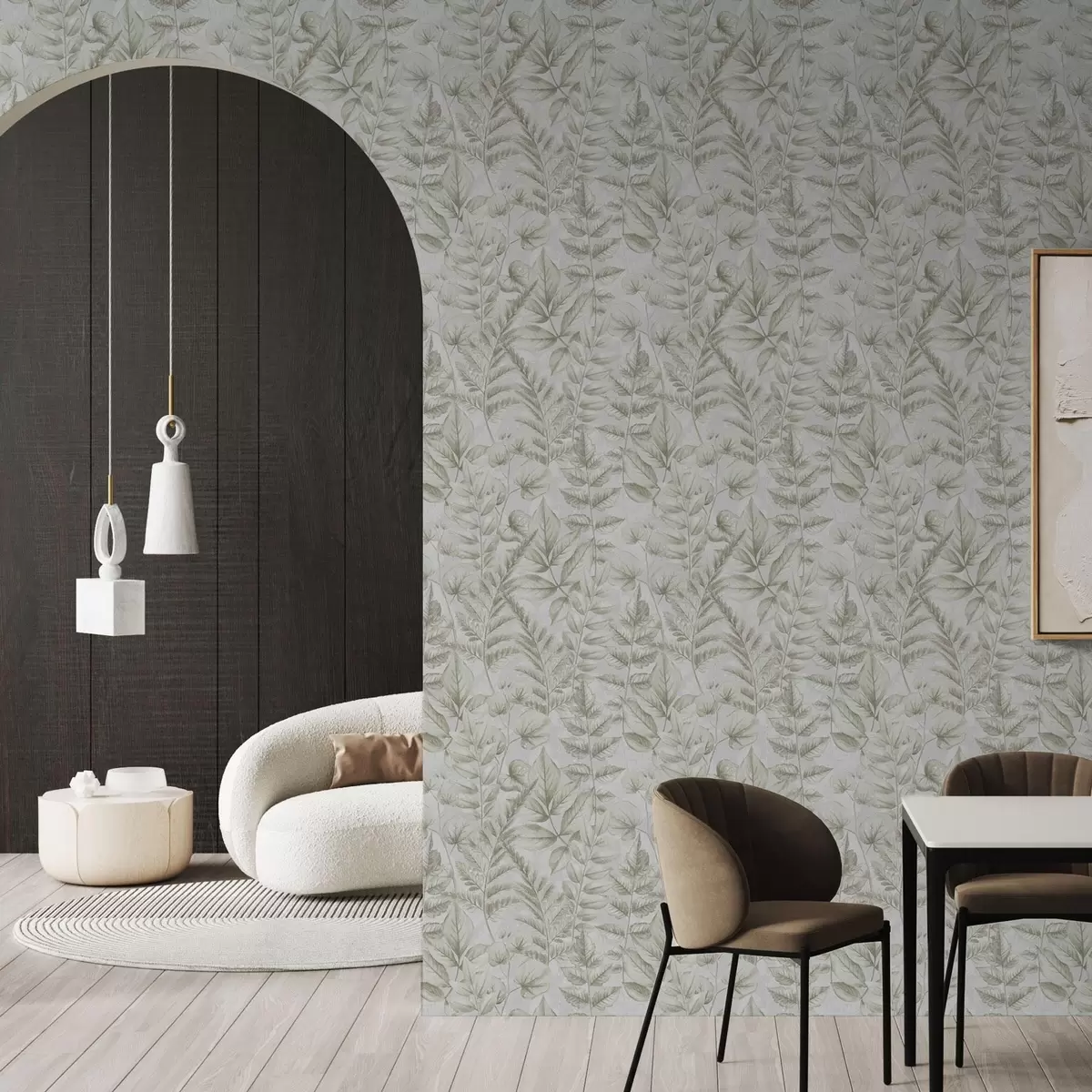 Wallpaper Soft pastel leaves in watercolor botanical style a00437