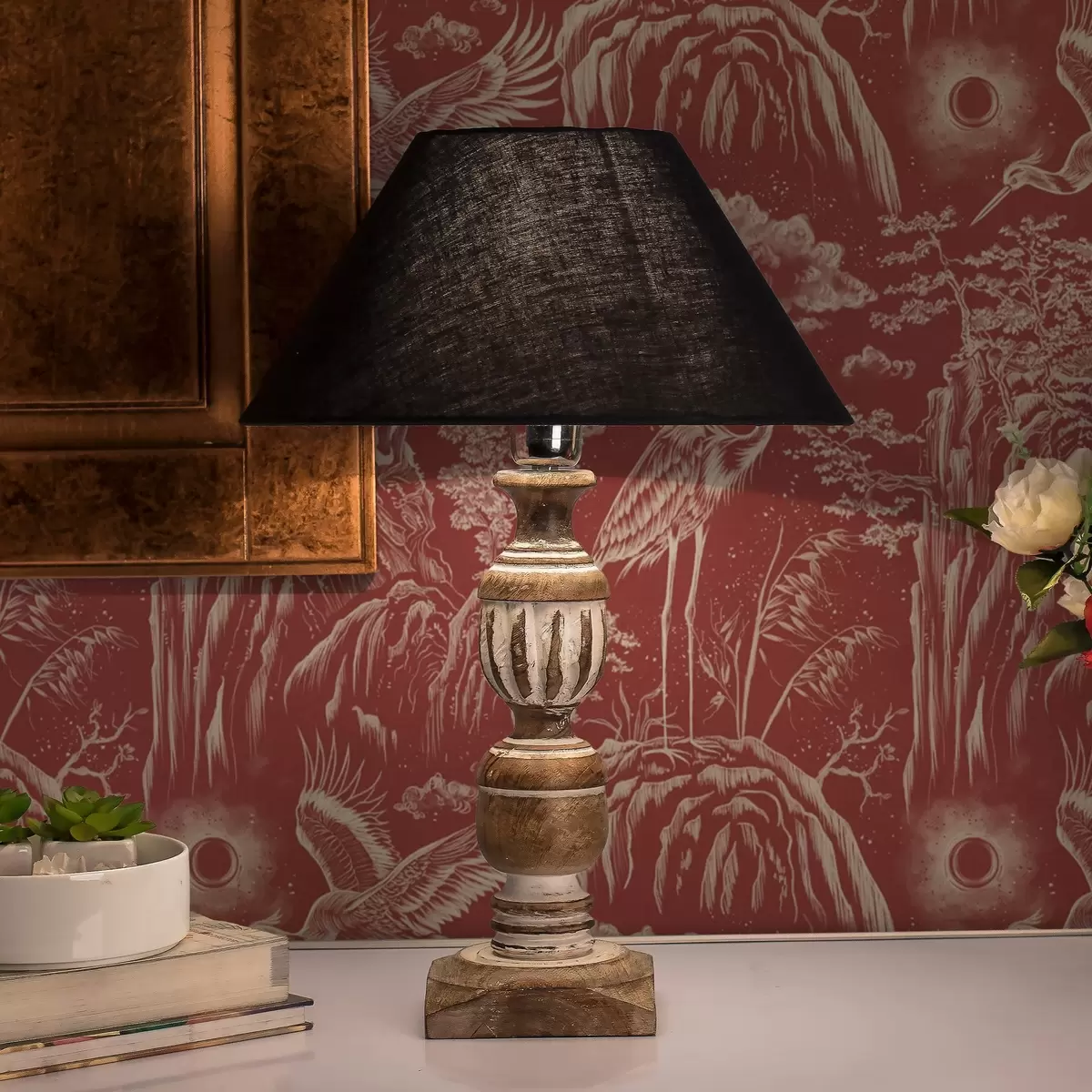 Wallpaper Herons, mountains, and clouds in the style of Japanese engraving a00458