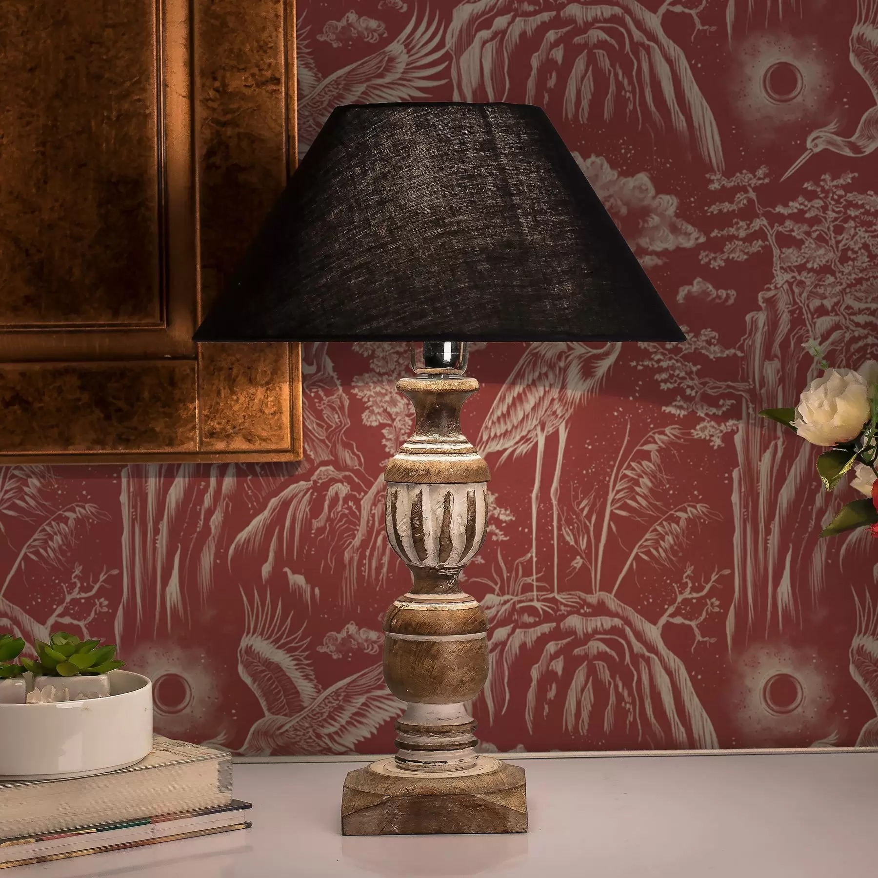 wall murals Herons, mountains, and clouds in the style of Japanese engraving a00458