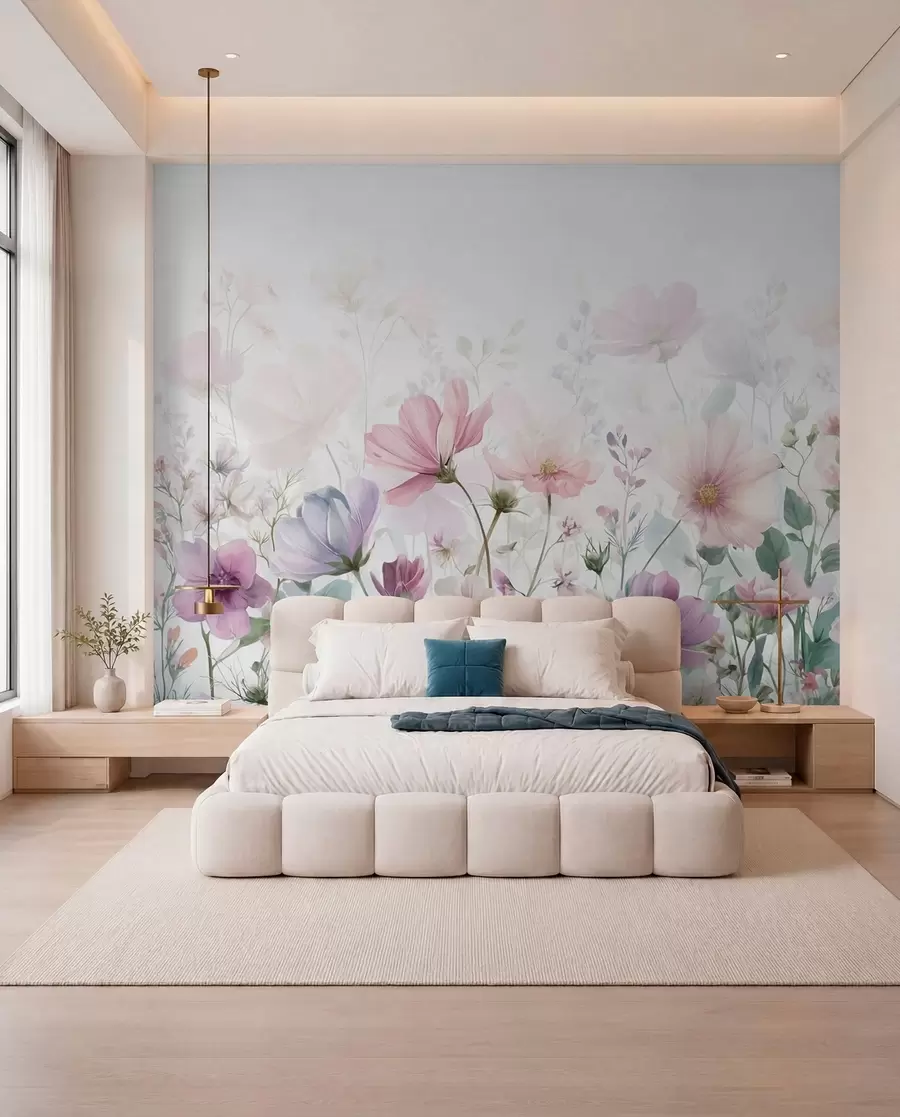wall murals delicate wildflowers w04171