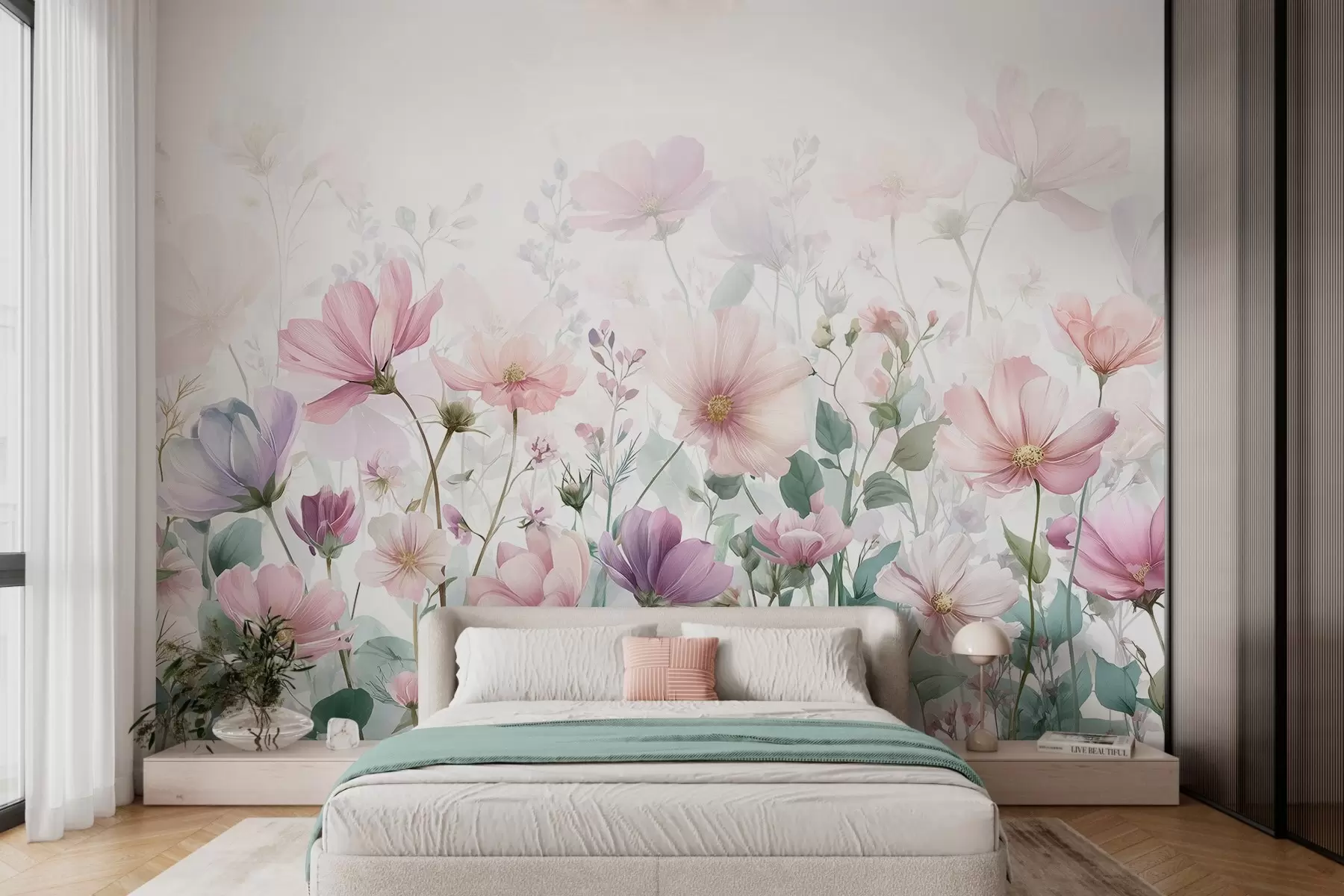 wall murals delicate wildflowers w04171