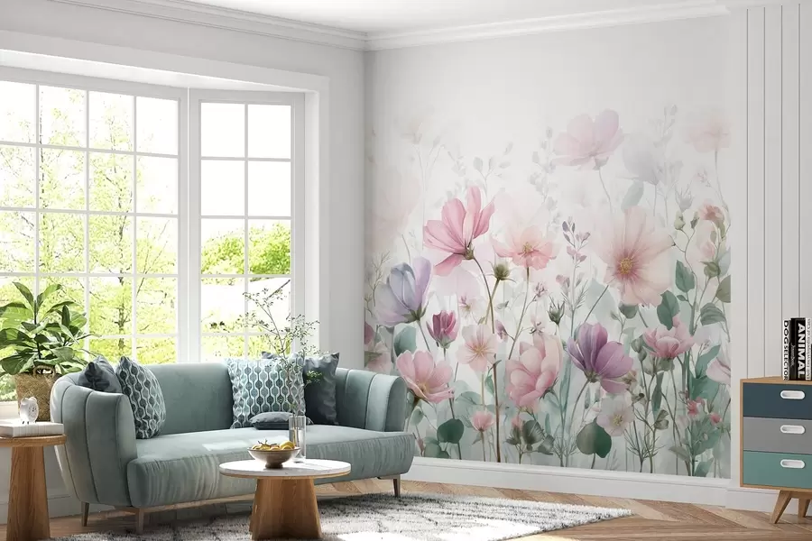 wall murals delicate wildflowers w04171