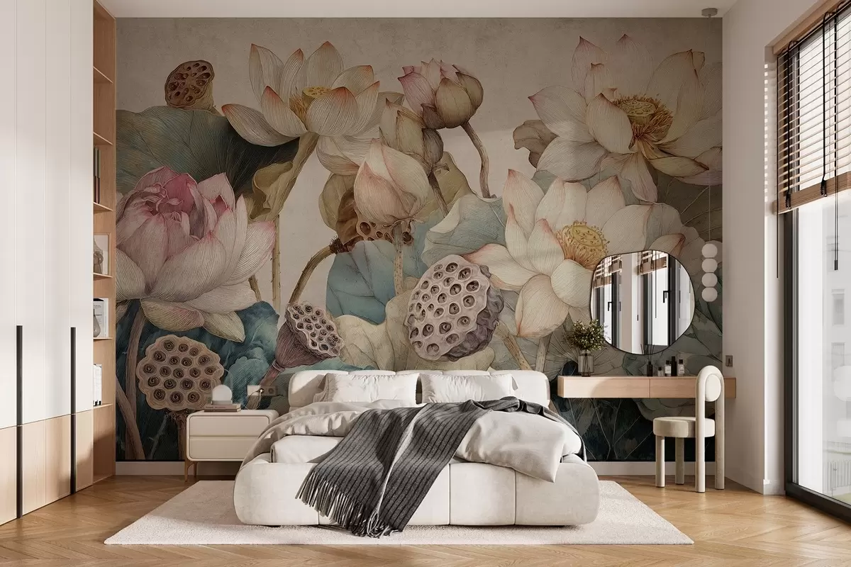 wall murals large textured water lilies w04309
