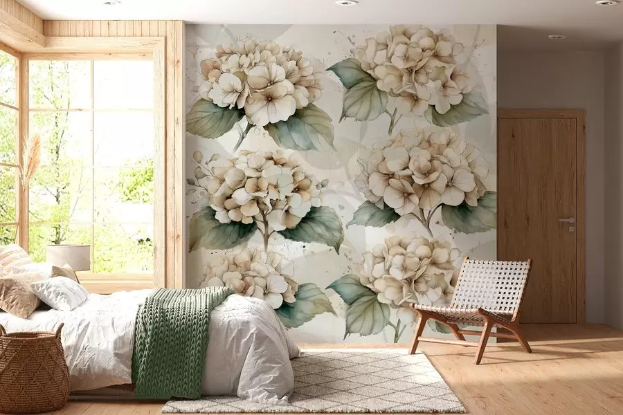 wall murals large hydrangeas in watercolor style w04312