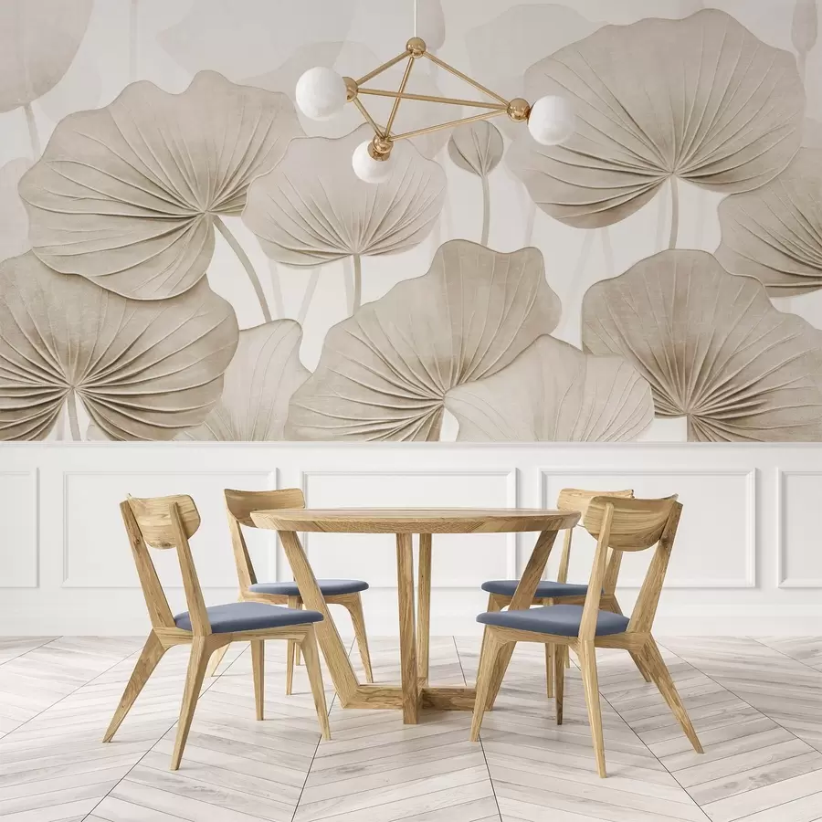 wall murals Lotus leaves with imitation distressed texture w04412v1