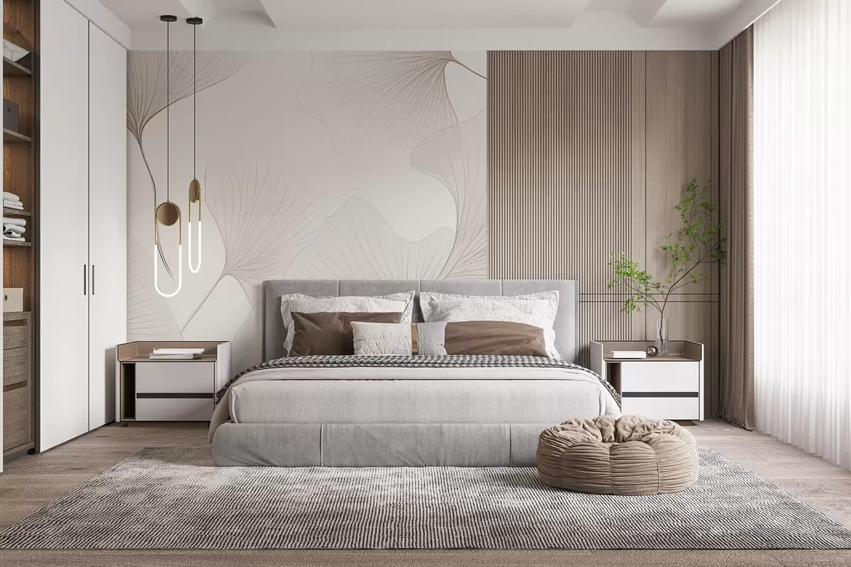 wall murals Transparent ginkgo leaves w04433v1