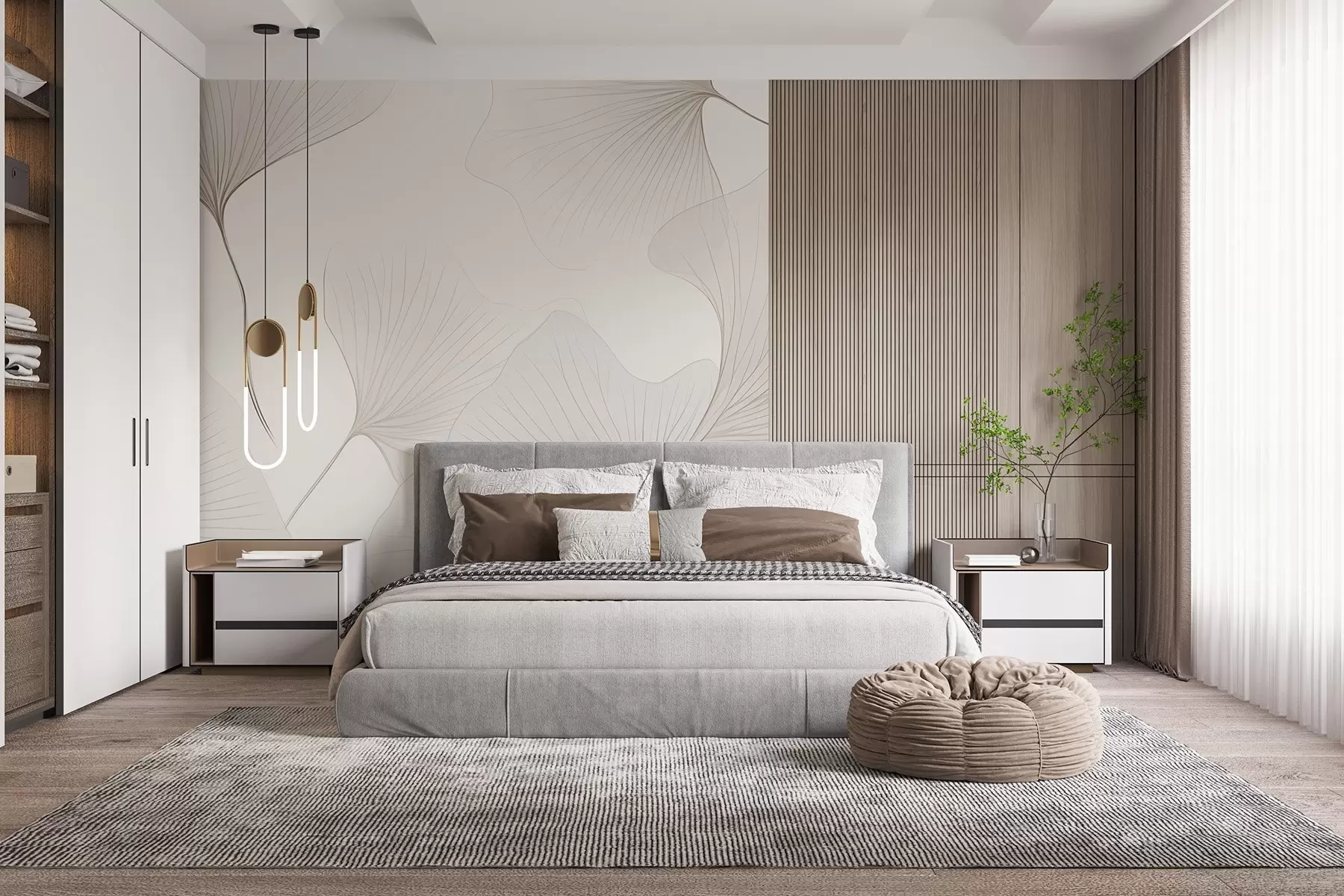 wall murals Transparent ginkgo leaves w04433v1