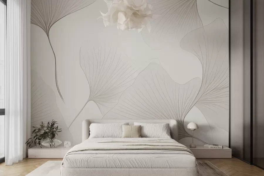 wall murals Transparent ginkgo leaves w04433v1