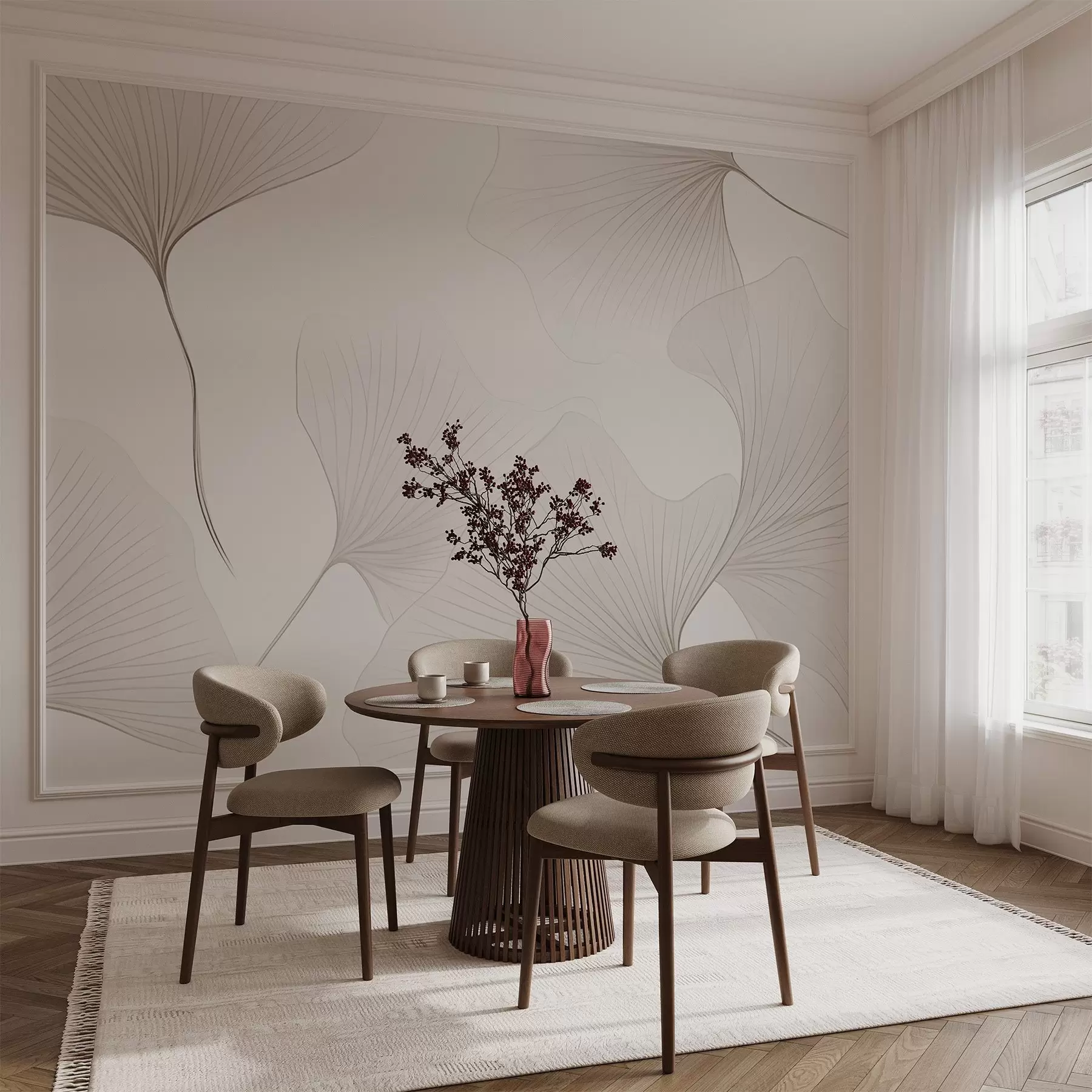 wall murals Transparent ginkgo leaves w04433v1