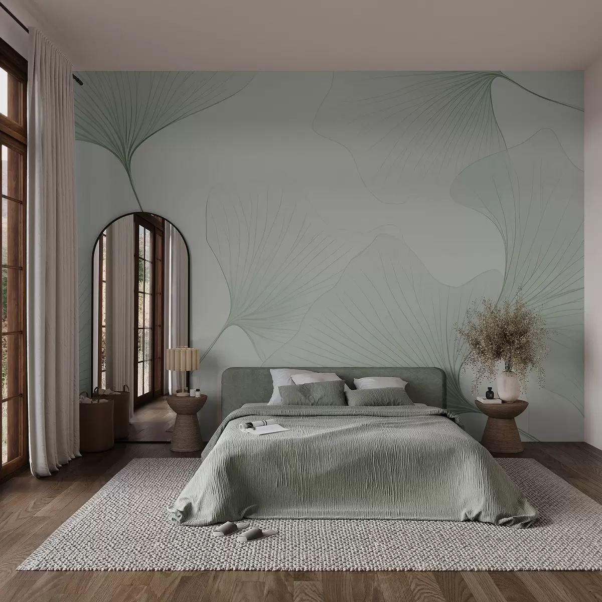 wall murals Transparent ginkgo leaves w04433v2