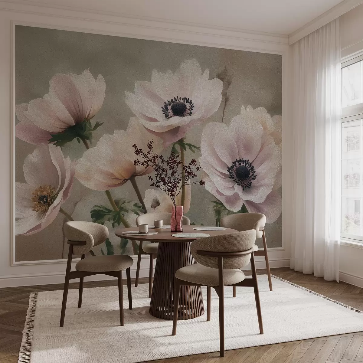 wall murals Flowers in pastel style w04427