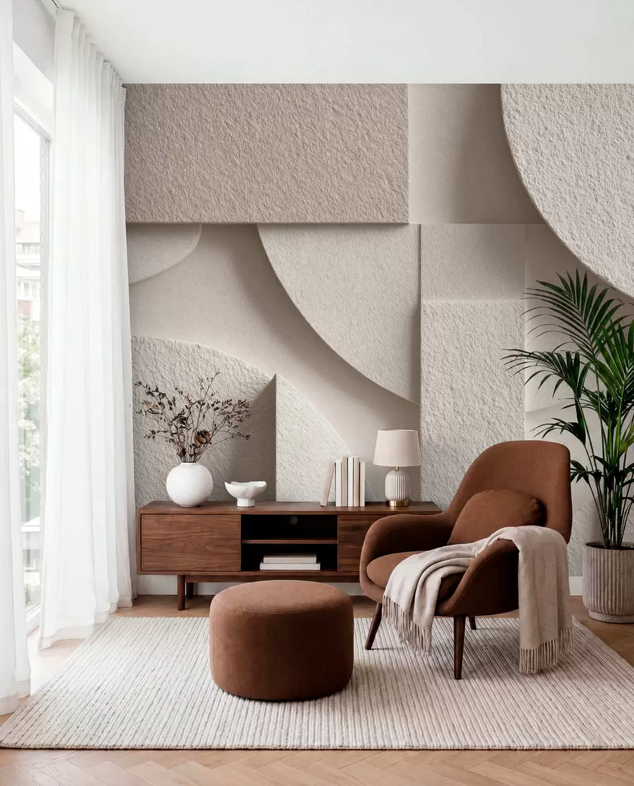 wall murals Abstract composition of beige geometric shapes w04395