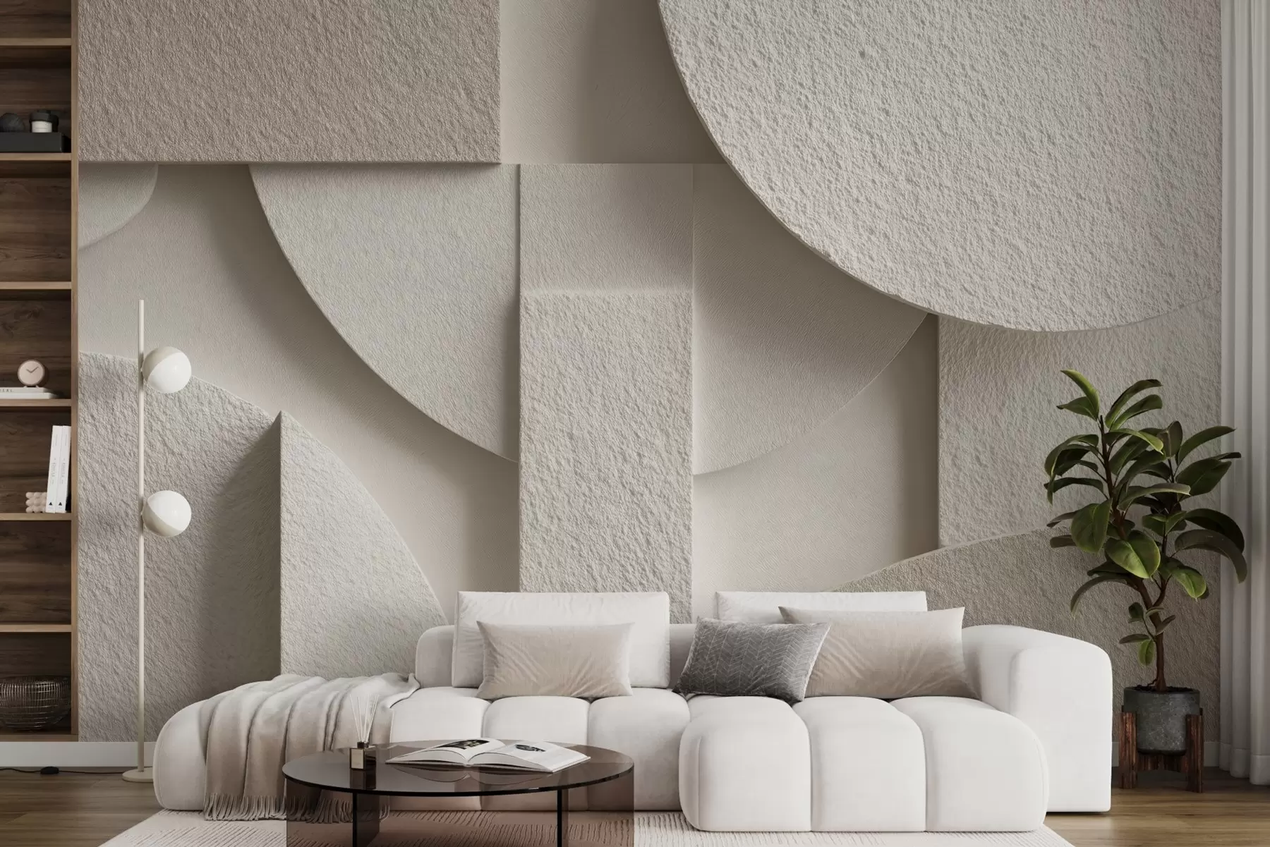 wall murals Abstract composition of beige geometric shapes w04395
