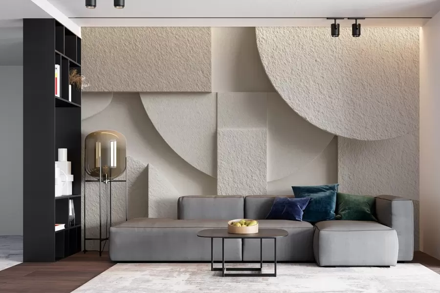 wall murals Abstract composition of beige geometric shapes w04395