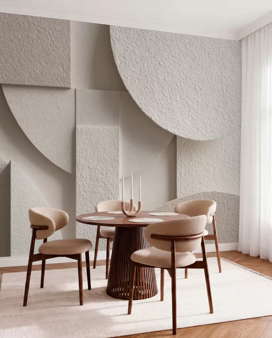wall murals Abstract composition of beige geometric shapes w04395