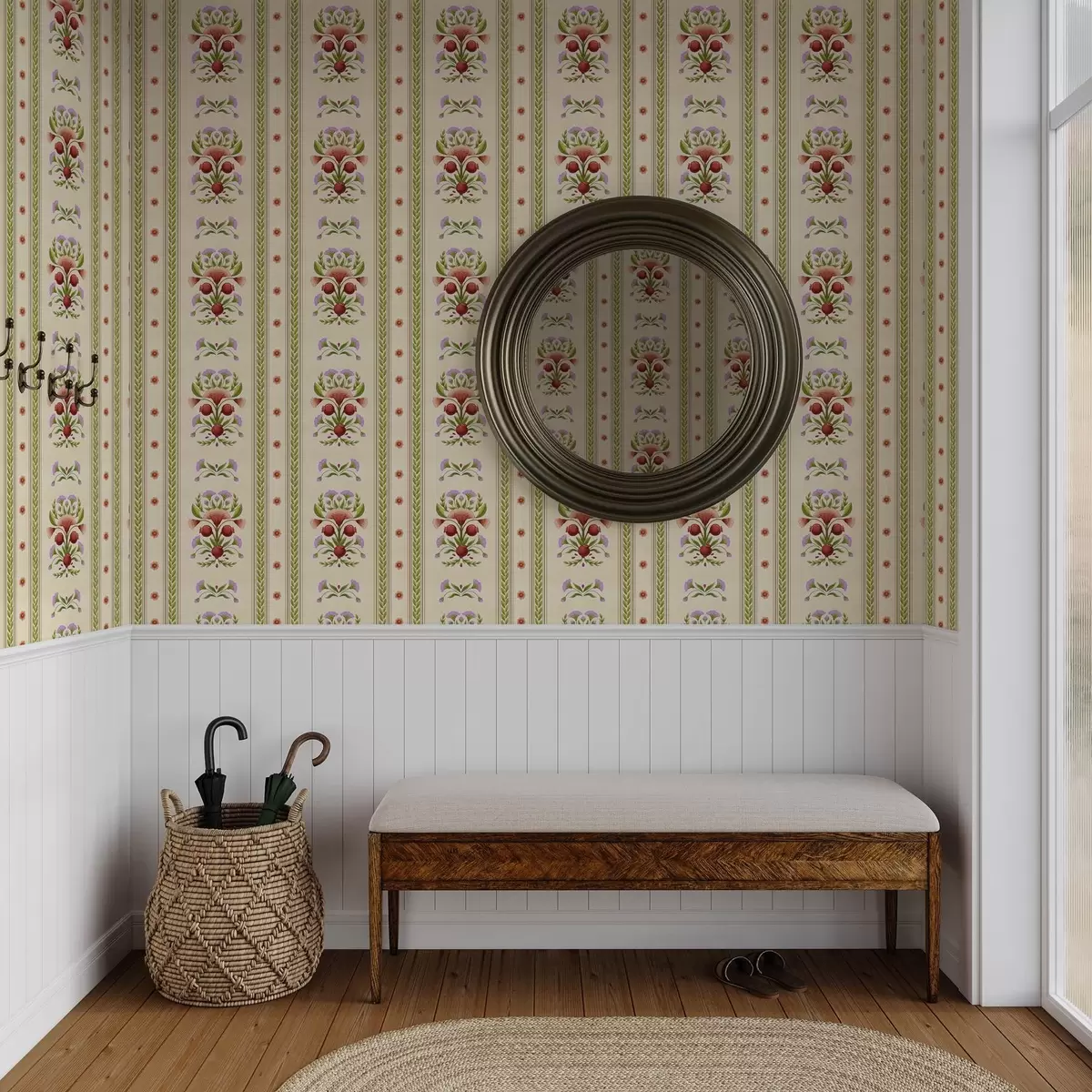 Wallpaper Decorative ornament with pomegranates and flowers a00286