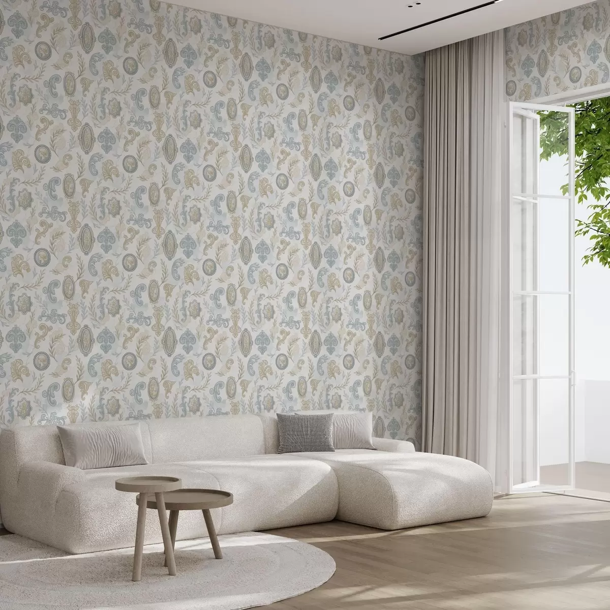 Wallpaper Classic ornament with medallions and patterns a00319