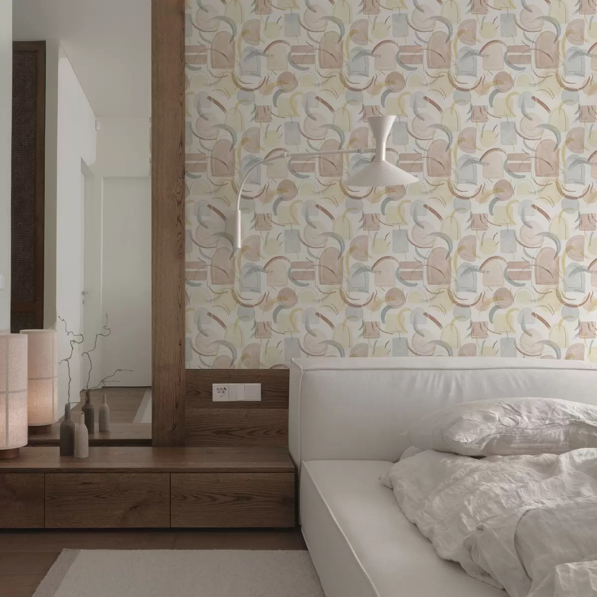 Wallpaper Abstract shapes in pastel shades a00328