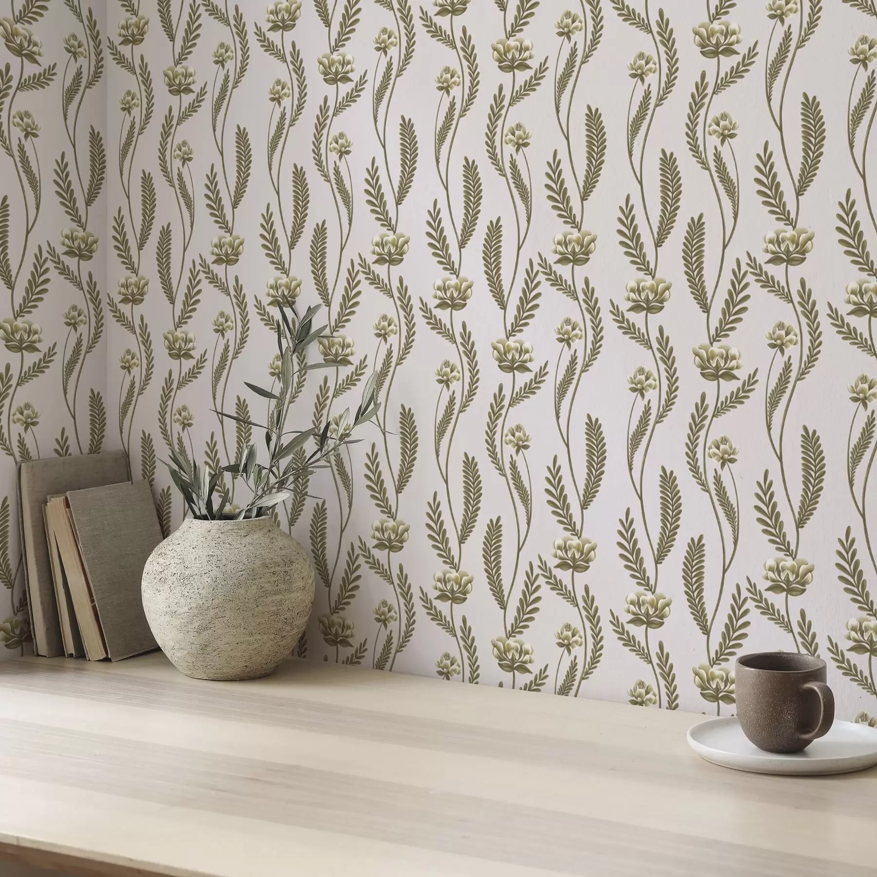 wall murals Vertical ornament with white flowers on a pink background a00476