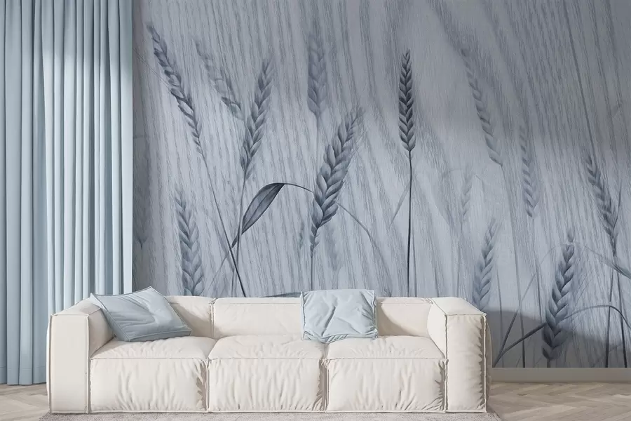 wall murals Wheat ears on a textured background w04437v1