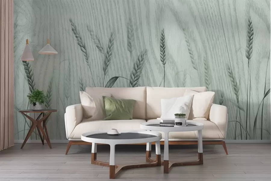 wall murals Wheat ears on a textured background w04437v2