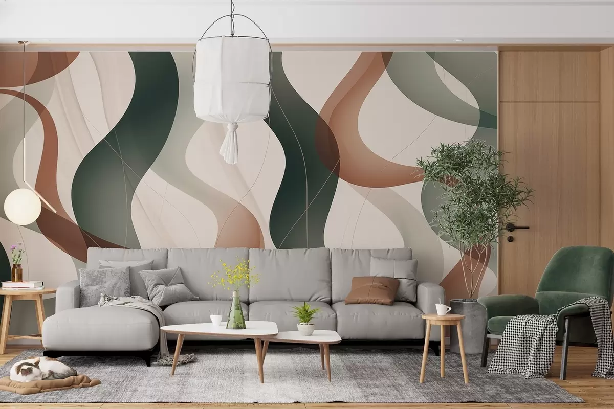 wall murals Wavy abstract lines w04434