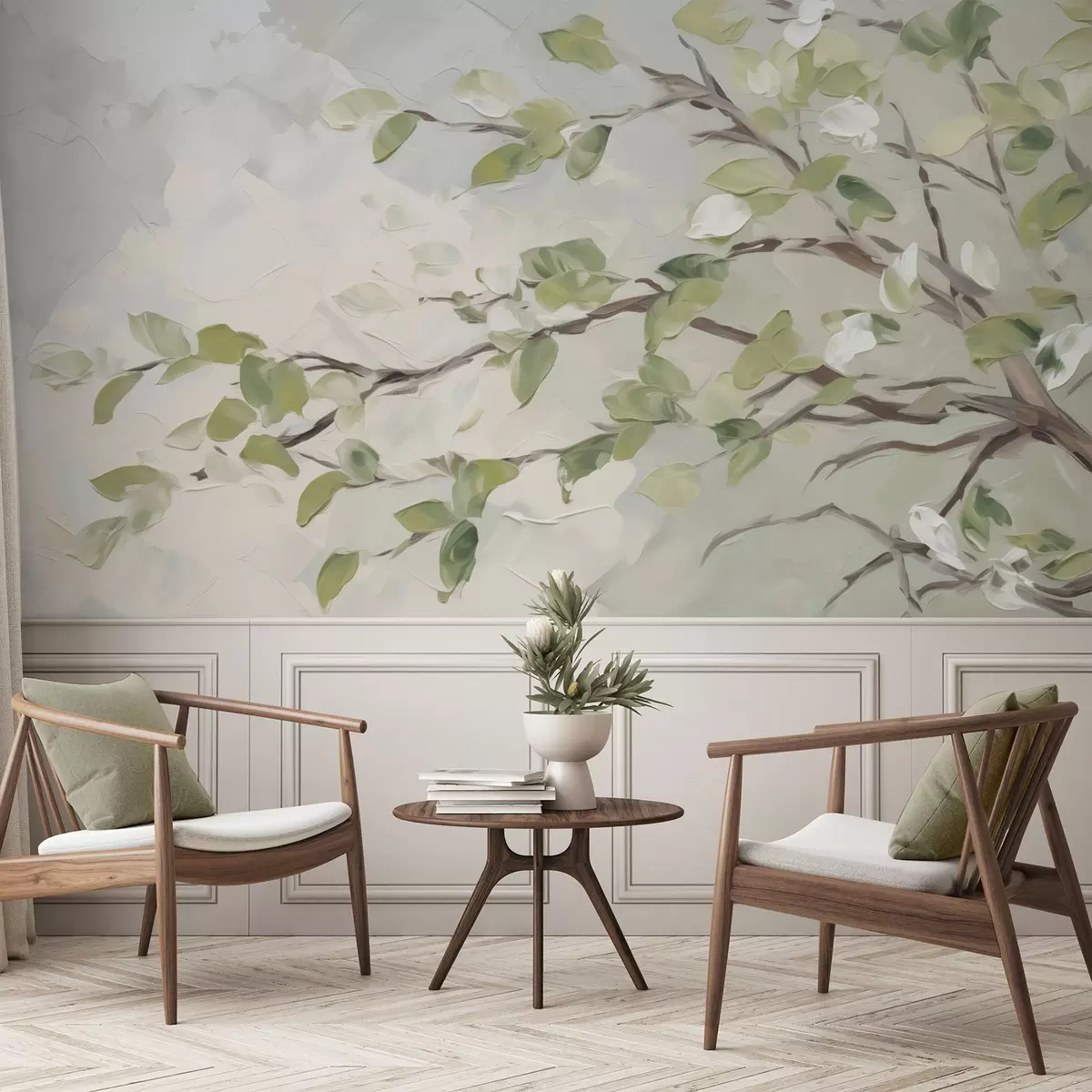 wall murals Tree branch with leaves w04464